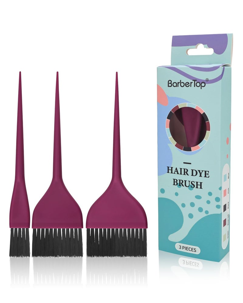 BarberTop 3 Pack Hair Color Brush Set - Professional Hair Dye Brush for Stylist, for Highlighting, Tint and Coloring Sections - Women Men Salon Use Home DIY Dyeing - Image 1